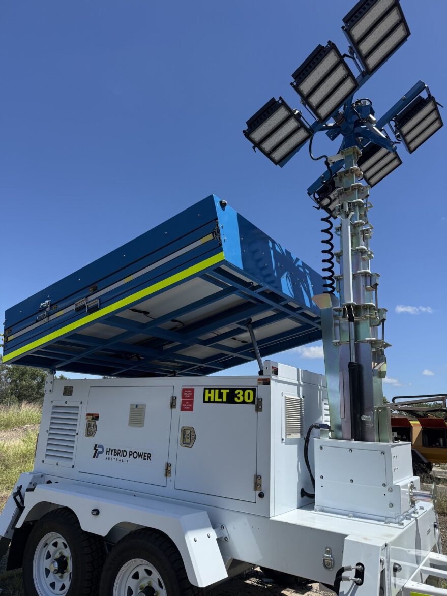 Trailer mounted hybrid lighting tower hire Queensland