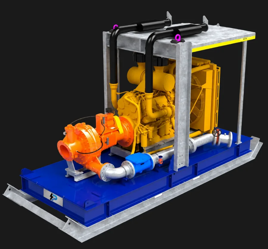 HPA skid mounted diesel water pump for long-term site dewatering